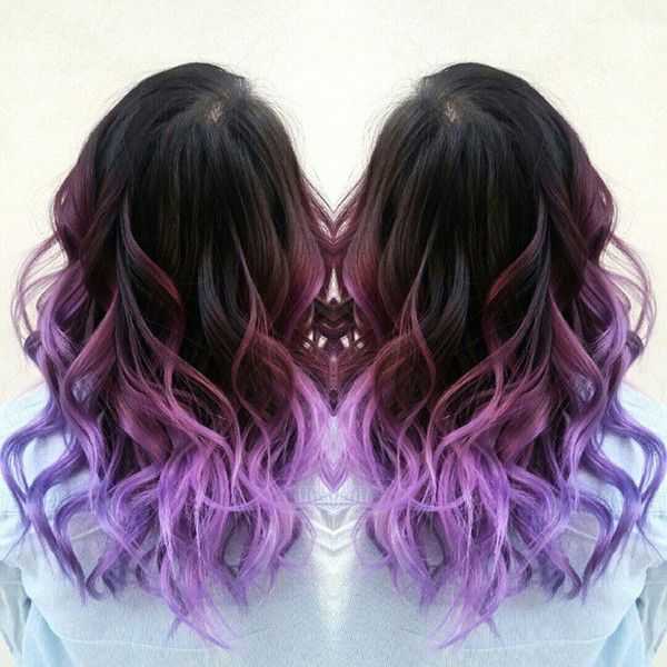 Фиолетовые волосы фото кончики