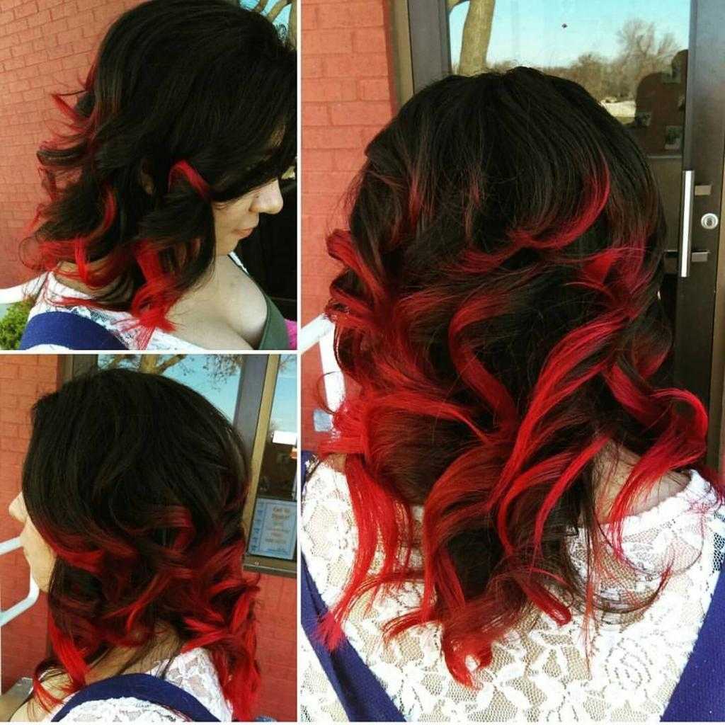 красные кончики волос
